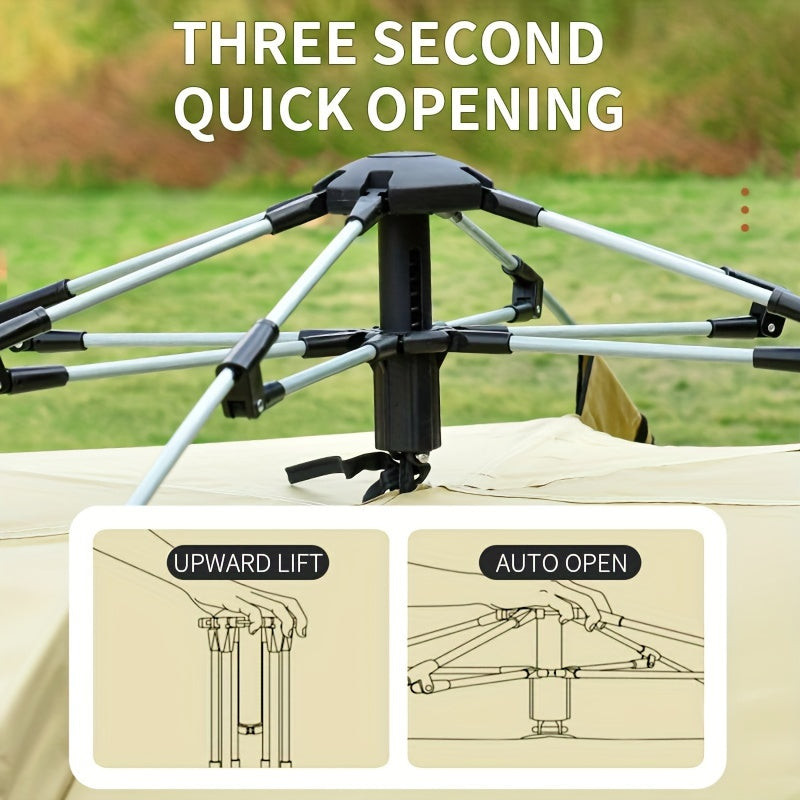Tent Outdoor 3-4 People Fully Automatic Quick Opening Camping, Double-layer Thick Leisure Beach Park