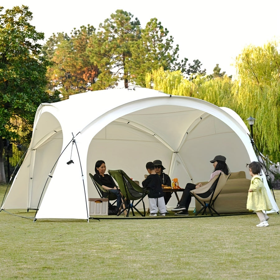 1pc Outdoor Activity Camping Canopy Tent - White, 6-8 Person Capacity, All-Season Use, Polyester Fabric, Hook & Loop Closure, Ideal for Beach, Lake, and Outdoor Gatherings, Outdoor Gathering Tent | Modern Canopy Design | Durable Outdoor Tent