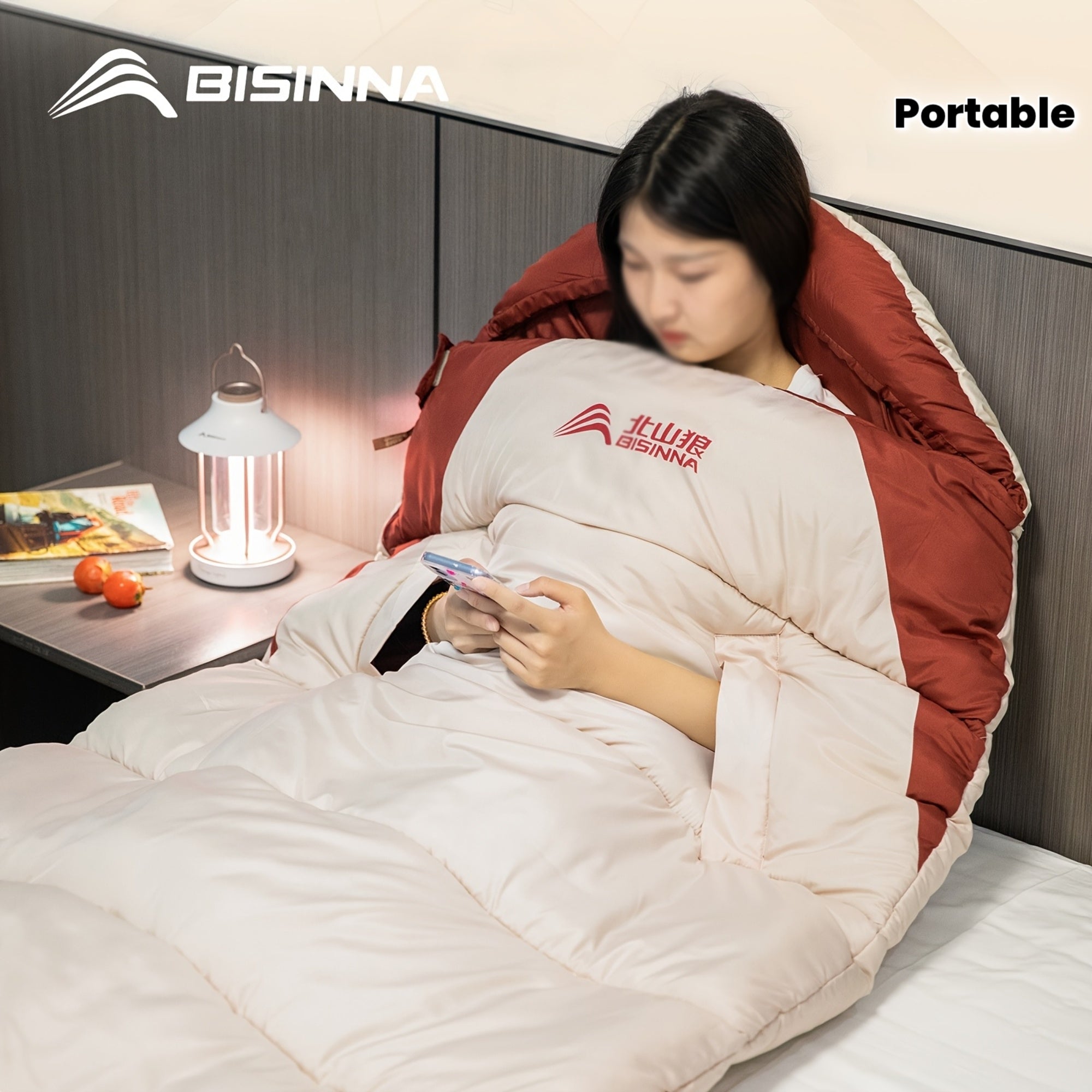 Camping Sleeping Bag BISINNA 1pc camping sleeping bag, a portable sleeping bag for autumn and winter, thickened style, suitable for outdoor hiking, camping and mountain climbing