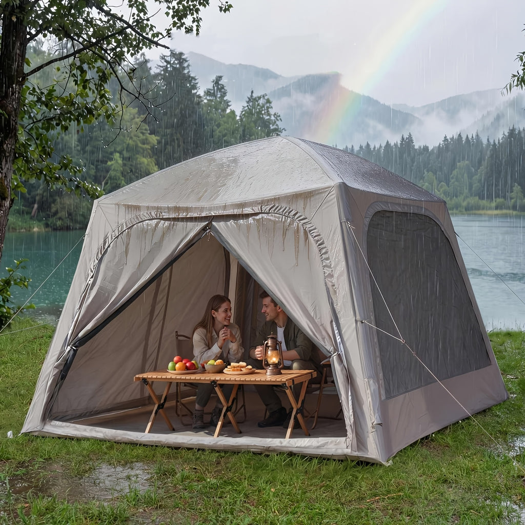 4-6 Person Inflatable Camping Tent, Easy Setup Blow Up Tent with Hand Pump, 4 Season Glamping Tent for Outdoor Camping