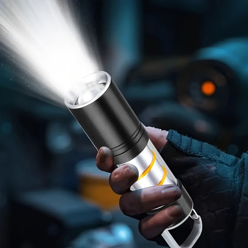 Camping Lantern Atmosphere Light Camping LED Flashlight with Side Light Rechargeable Outdoor Light Powerful Zoomable Flashlight