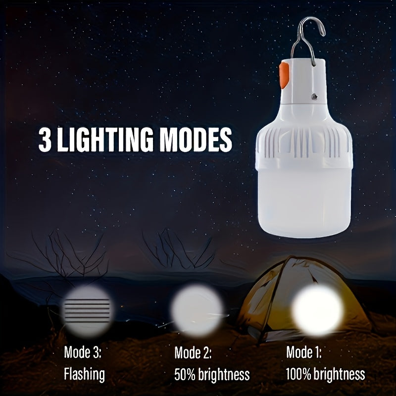LiHangStar 3pcs Portable Camping Lantern Set, Rechargeable LED Tent Bulb Portable Hanging Design 3 Lighting Modes, Clip Hook Suitable for Camping, Hiking, Fishing, White Light