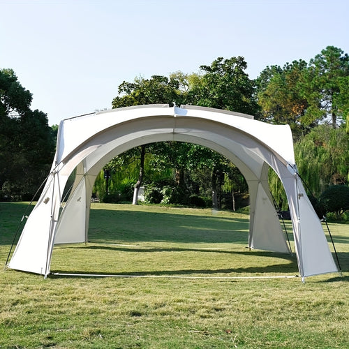 1pc Outdoor Activity Camping Canopy Tent - White, 6-8 Person Capacity, All-Season Use, Polyester Fabric, Hook & Loop Closure, Ideal for Beach, Lake, and Outdoor Gatherings, Outdoor Gathering Tent | Modern Canopy Design | Durable Outdoor Tent