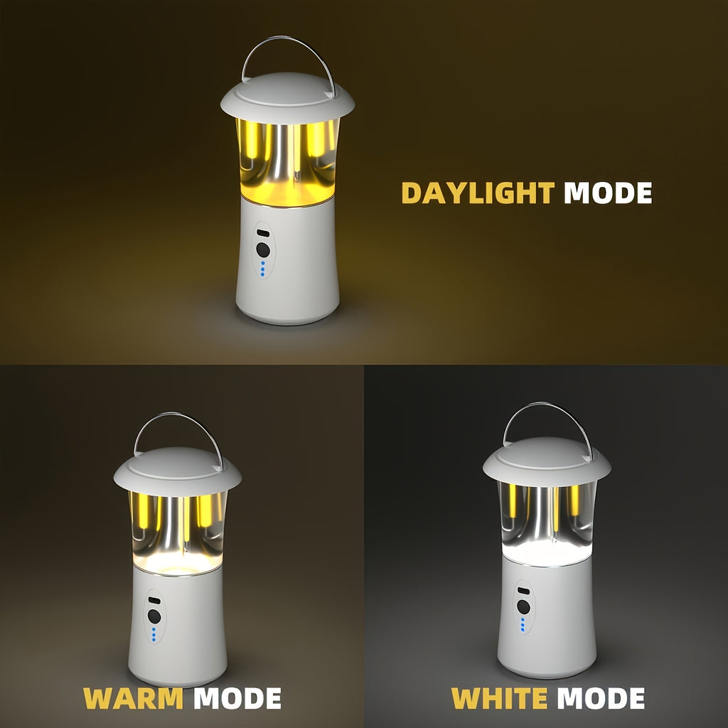 Portable Camping Lantern, Outdoor Handheld Flashlight, Hangable Lantern, 3 Color Temperatures, Adjustable Brightness, 360° Surround Lighting, Ideal for Camping, Fishing, and Emergency Lighting