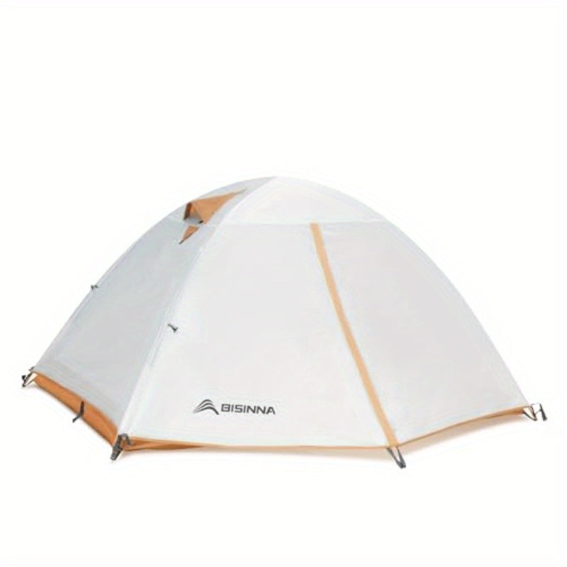 2-Person Lightweight Camping Tent - & Windproof, Easy Setup with Double Doors, Beige & White, Perfect for Family Camping, Hiking, Hunting, and Outdoor Adventures, Tents for Camping, Hiking Gear, Modern Tent Design, Durable Tent Fabric