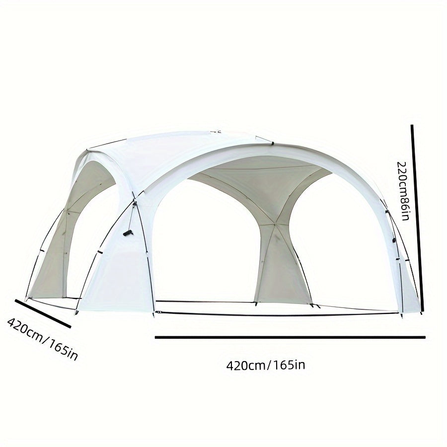 1pc Outdoor Activity Camping Canopy Tent - White, 6-8 Person Capacity, All-Season Use, Polyester Fabric, Hook & Loop Closure, Ideal for Beach, Lake, and Outdoor Gatherings, Outdoor Gathering Tent | Modern Canopy Design | Durable Outdoor Tent
