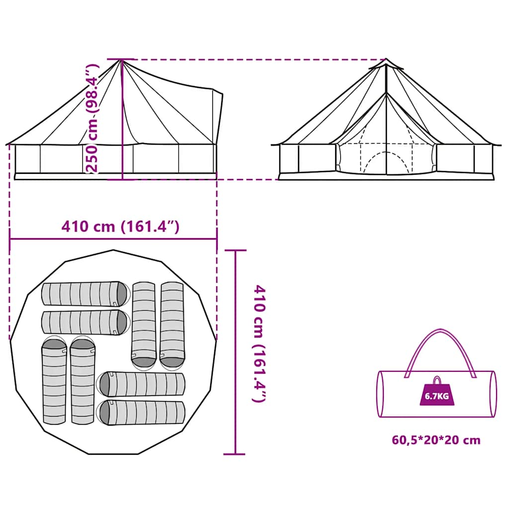 vidaXL Family Tent Tipi 8-Person Camping Tent Lightweight Tent Waterproof