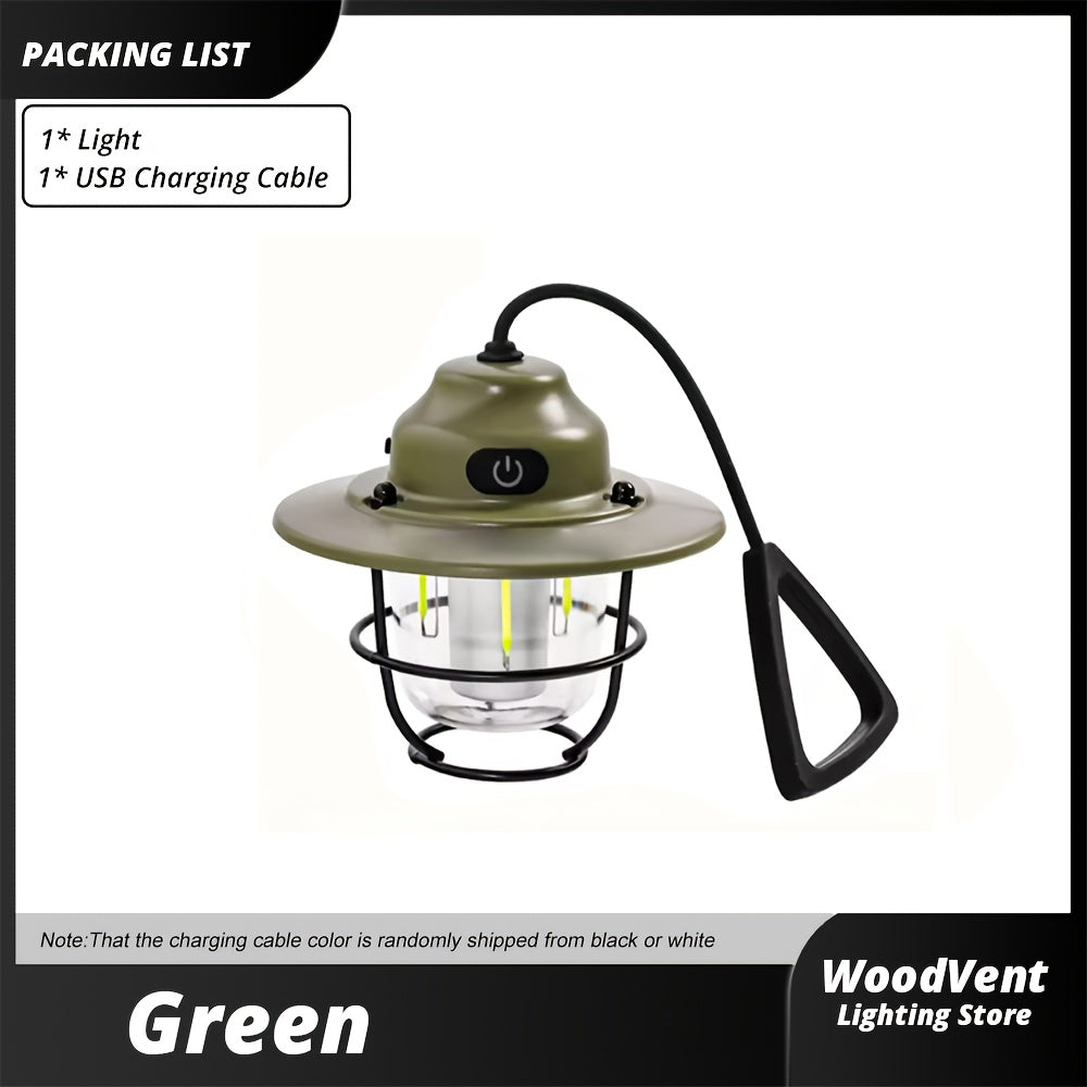 1pc LED Portable Camping Light, USB Rechargeable Hanging Tent Lights, Bright Multi-Functional Emergency White And Warm Light Lantern, Camping Handheld Torch with Hook for Hiking, Gift Giving, Fishing, Trekking, Maintenance, Emergency Lighting
