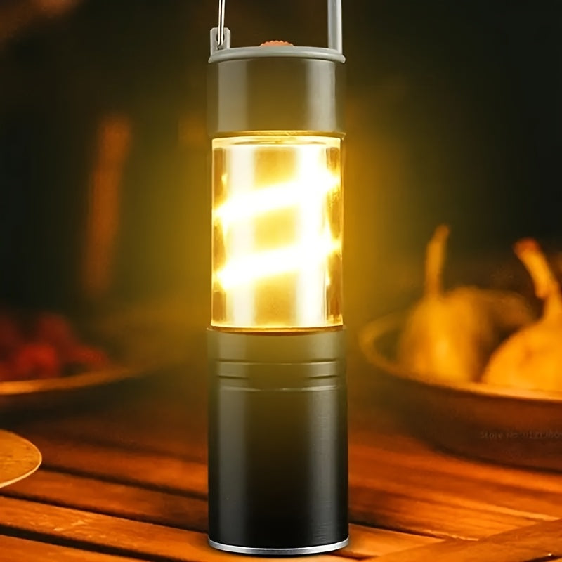 Camping Lantern Atmosphere Light Camping LED Flashlight with Side Light Rechargeable Outdoor Light Powerful Zoomable Flashlight