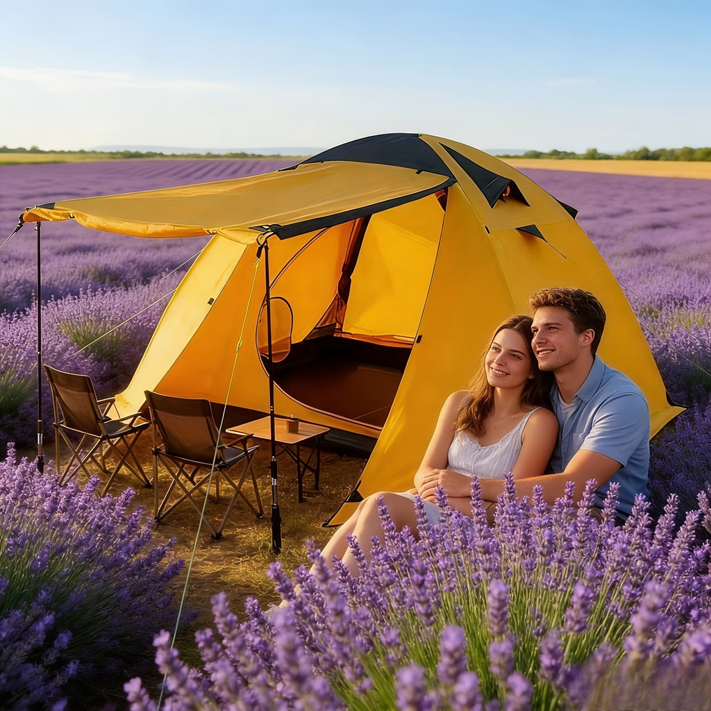 Hillman Private Camping Tent for 2-3 People Double-Layer Waterproof & UV-Resistant Aluminum Alloy Camping Tent Superior Wind Resistance Reinforcement All-Season Use Perfect for Halloween, Christmas Hiking, Beach Trips, Family Gatherings