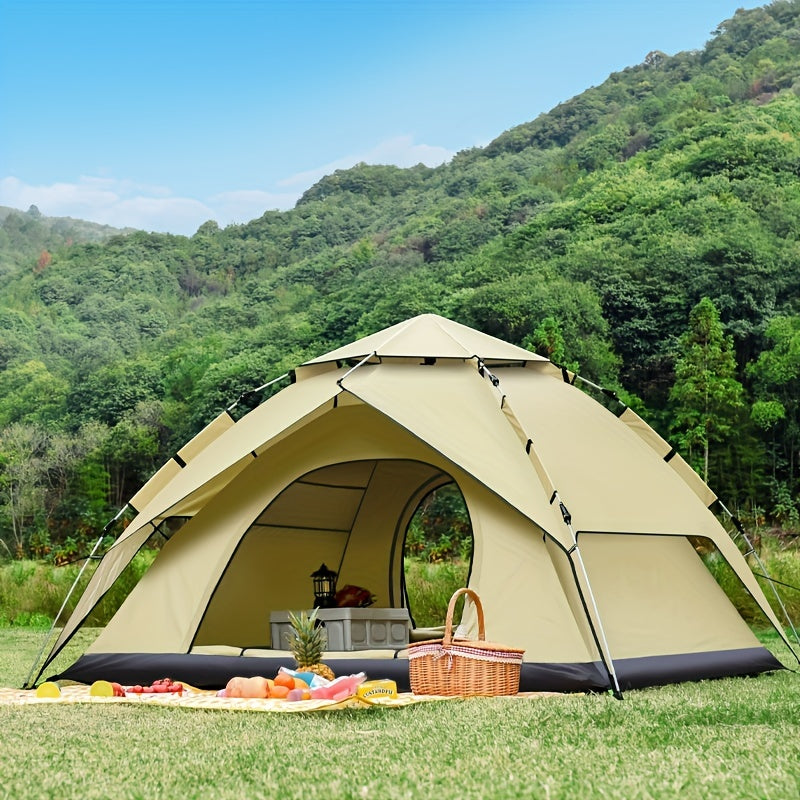 Tent Outdoor 3-4 People Fully Automatic Quick Opening Camping, Double-layer Thick Leisure Beach Park