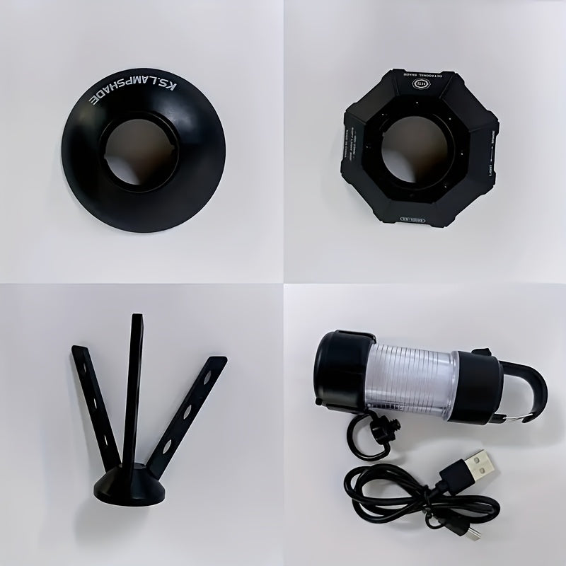 Portable Camping Lantern, Multifunctional LED Light, 5-Hour Continuous Lighting, USB Charging - 4 Light Modes, Magnetic Base Included (RHL4 Single Lamp Does Not Include Magnetic Base), Ideal for Camping, Hiking, and Emergencies
