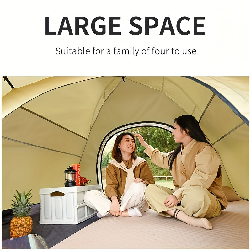 Tent Outdoor 3-4 People Fully Automatic Quick Opening Camping, Double-layer Thick Leisure Beach Park