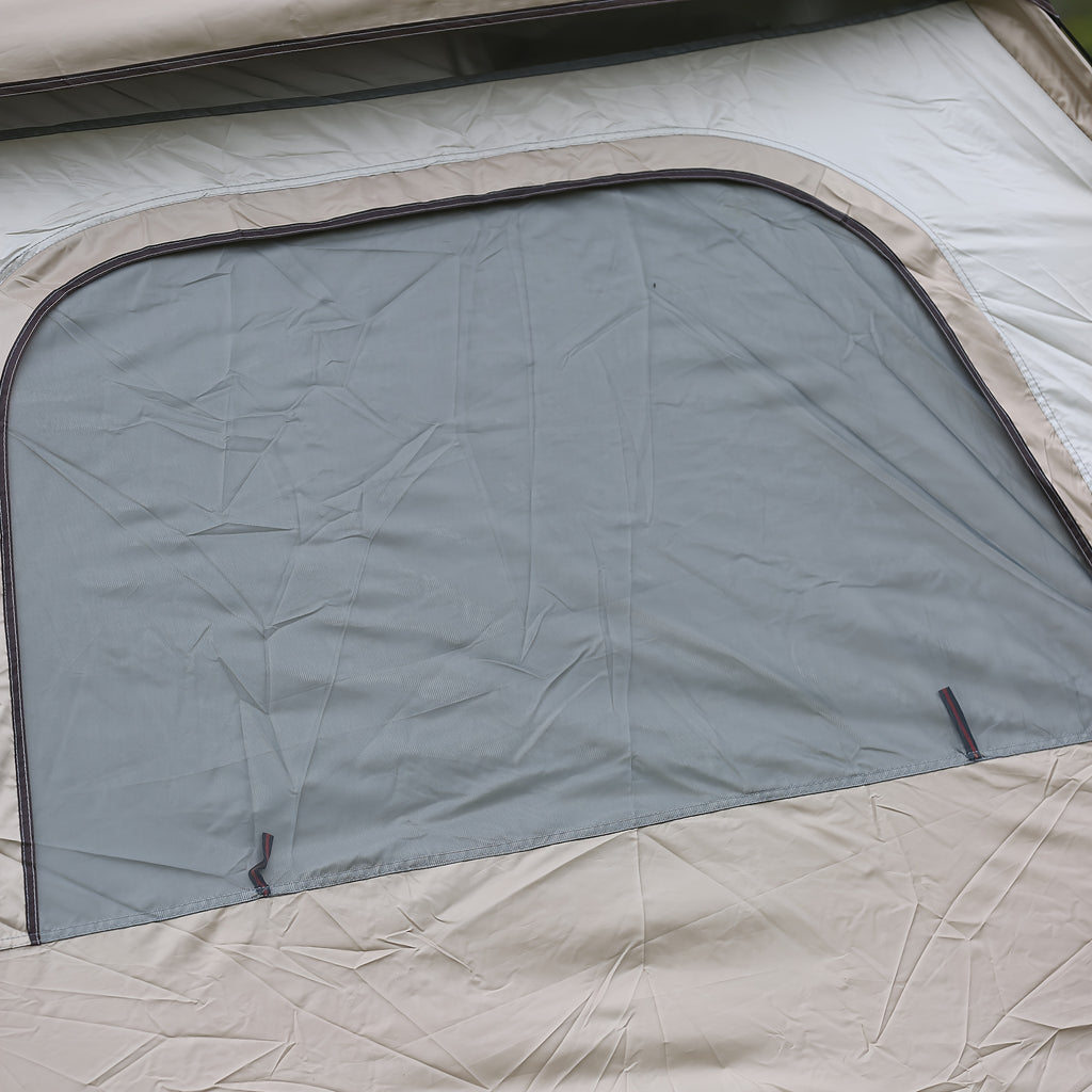 A Camping Tent That Is Portable, Has Four Sides, Opens Quickly, And Includes Double Doors And Four Windows, Designed with Panoramic Mesh for Airflow And a Vestibule
