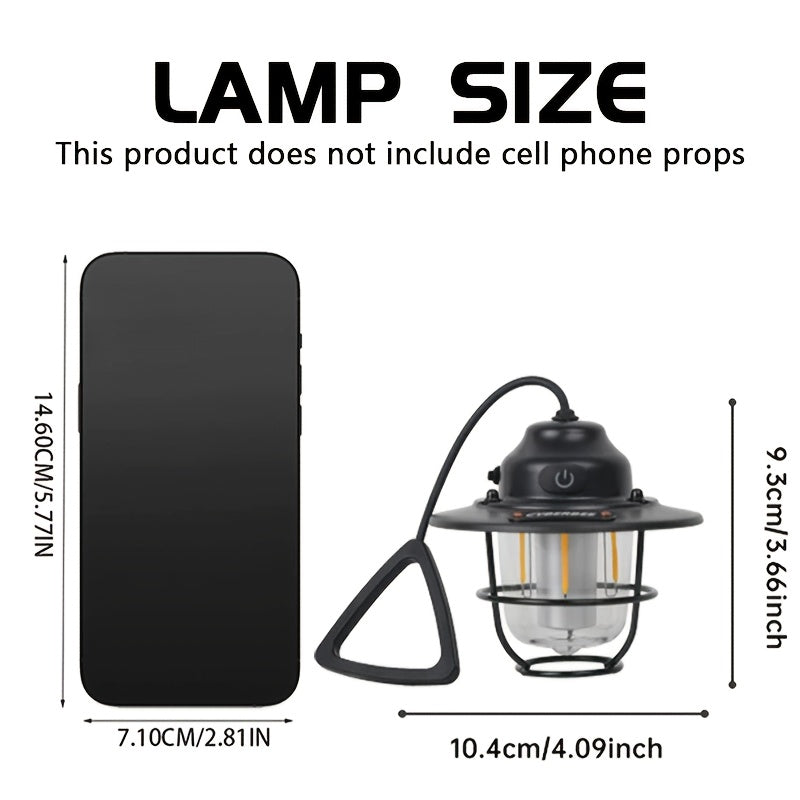 1pc LED Portable Camping Light, USB Rechargeable Hanging Tent Lights, Bright Multi-Functional Emergency White And Warm Light Lantern, Camping Handheld Torch with Hook for Hiking, Gift Giving, Fishing, Trekking, Maintenance, Emergency Lighting