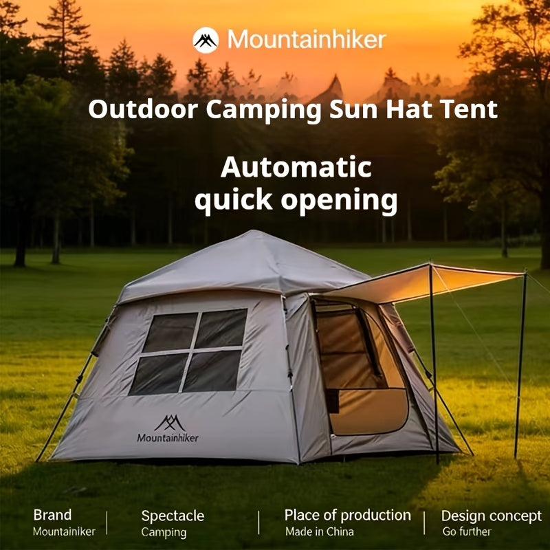 MOUNTAINHIKER Automatic Tent, Accommodates 3-4 People, Features 2 Entrances And 2 Windows, Suitable for Sleeping, Outdoor Activities, Hiking, And Camping in Black