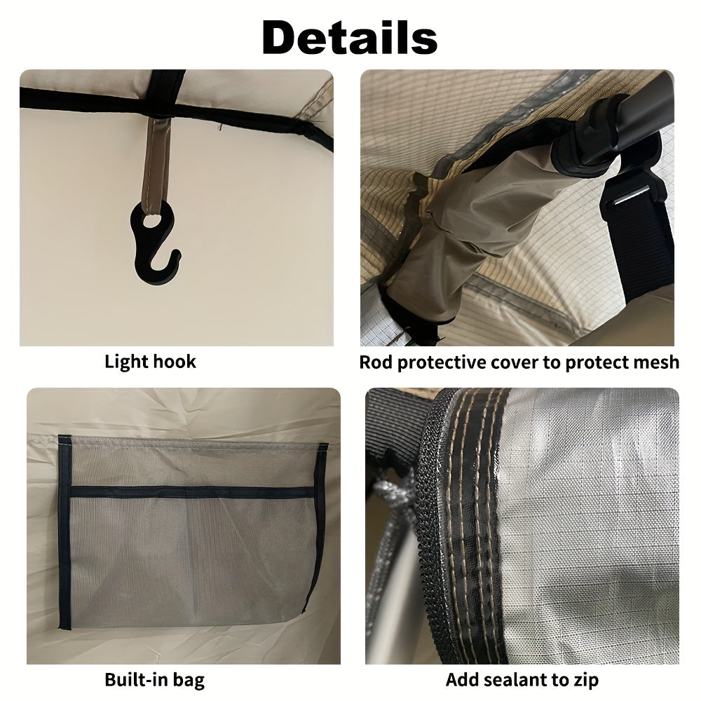 Automatic Tent 6.0 With 210D Oxford Fabric, Upf50+ Silver Coating, Double-Layer Structure & Large Panoramic Skylight | Brown, Polyester, Aluminum Poles, Single Door, Instant Setup For Camping, Hiking