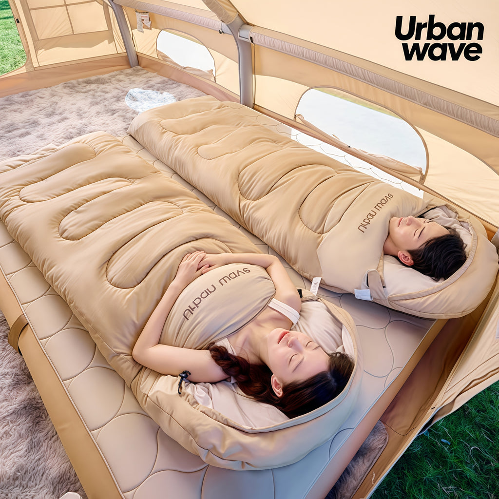 4-in-1 Portable Sleep Set • Includes Thick Sleeping Bag, Eye Mask, Earbuds & Carry Pouch • Folds Compactly for Camping, Picnics, BBQs, Fishing, Hiking, Beach, Yard, Garden, Balcony & Park Use