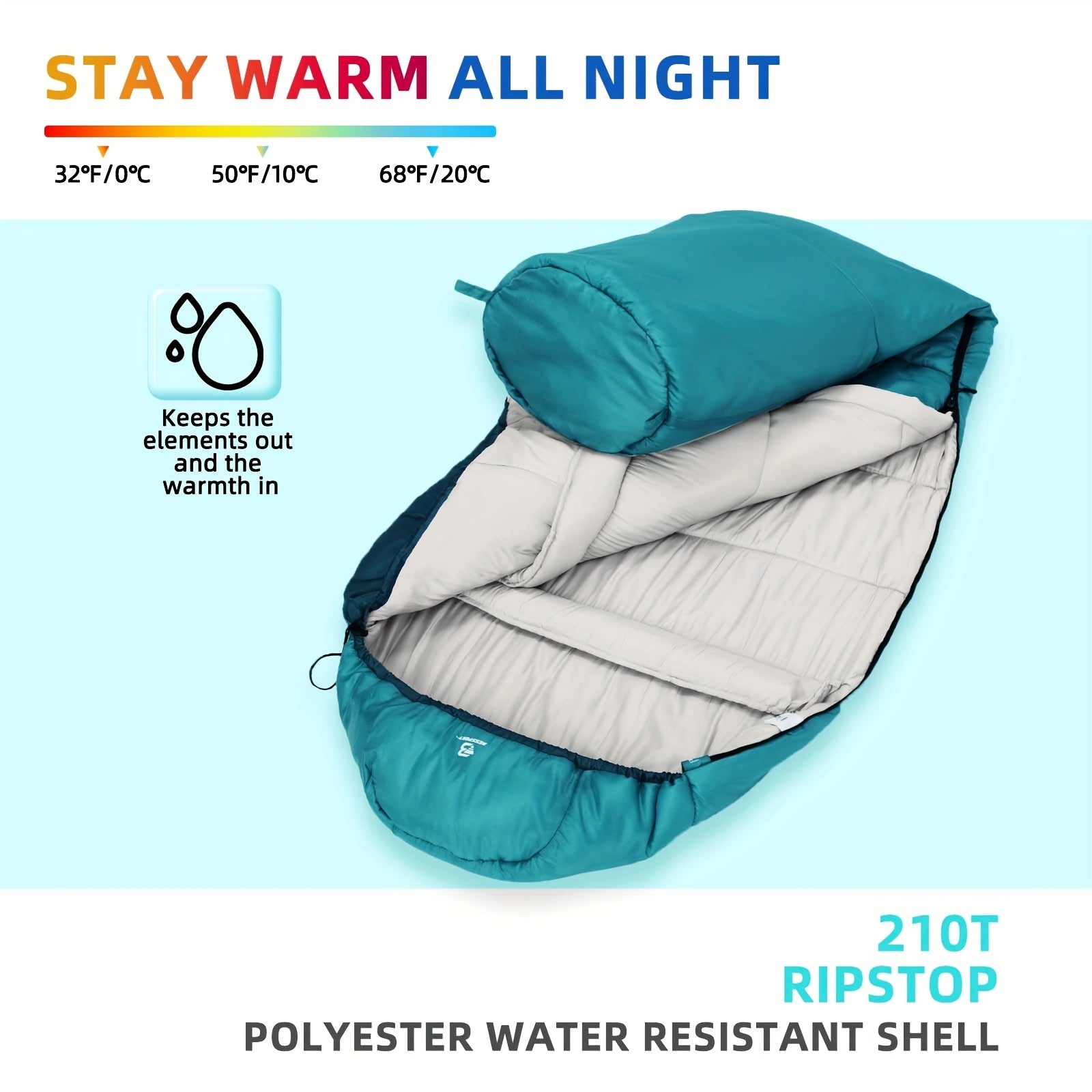 Bessport Mummy Sleeping Bag 15-45 Fahrenheit Extreme 3-4 Season Sleeping Bag for Adults Cold Weather-Warm And Washable, for Hiking Traveling Outdoor Activities