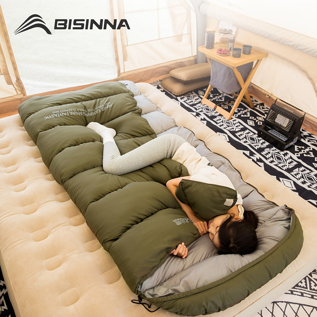 BISINNA 1pc Envelope-style Sleeping Bag • Zip Closure, Thickened Portable Sleeping Bag for Outdoor Travel Camping • Warm & Cozy • Suitable for Winter Camping & Hiking • Ideal Gift for Adventurers