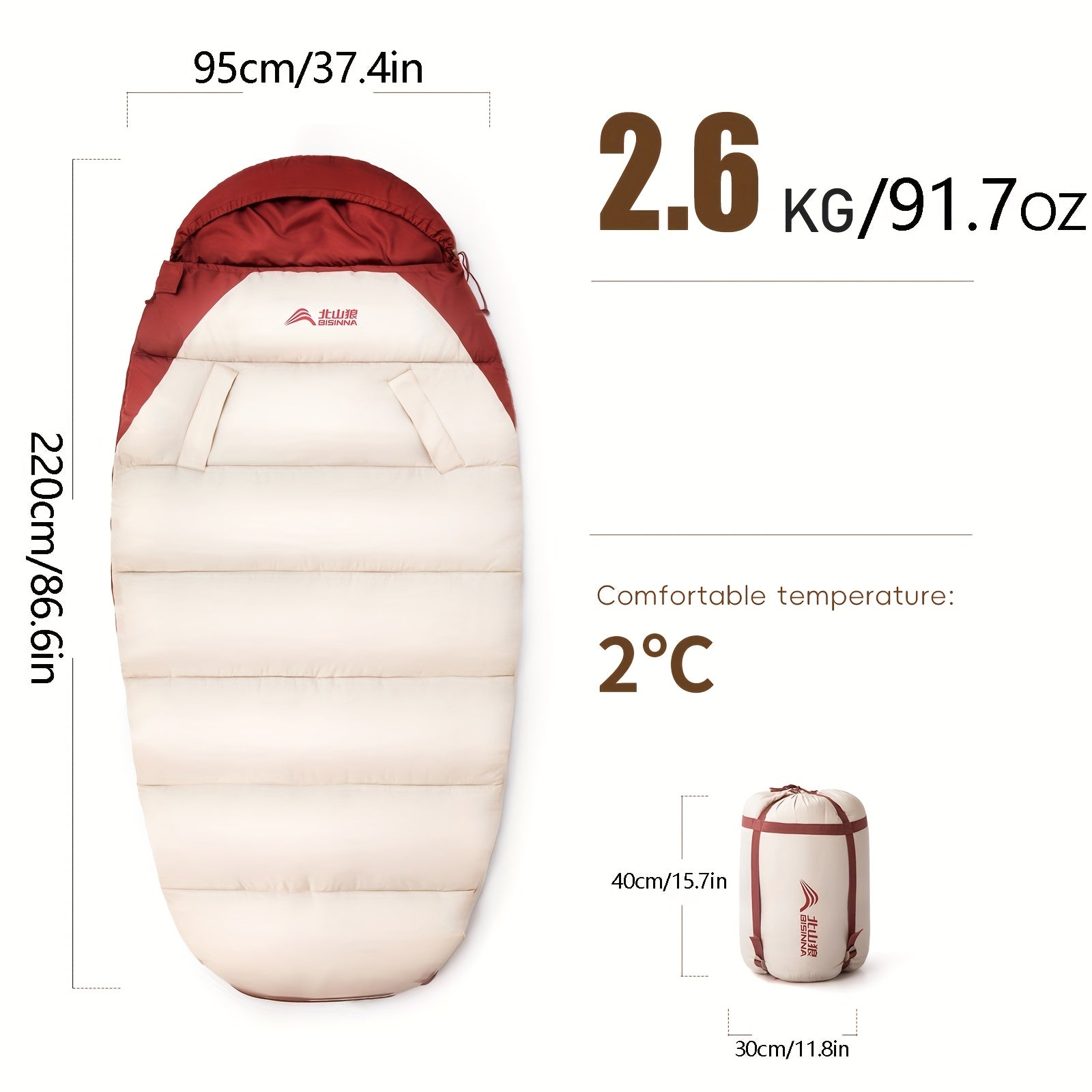 Camping Sleeping Bag BISINNA 1pc camping sleeping bag, a portable sleeping bag for autumn and winter, thickened style, suitable for outdoor hiking, camping and mountain climbing