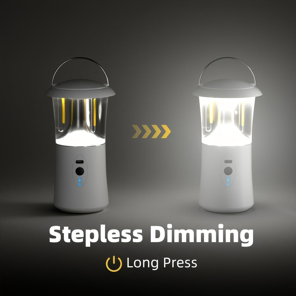 Portable Camping Lantern, Outdoor Handheld Flashlight, Hangable Lantern, 3 Color Temperatures, Adjustable Brightness, 360° Surround Lighting, Ideal for Camping, Fishing, and Emergency Lighting
