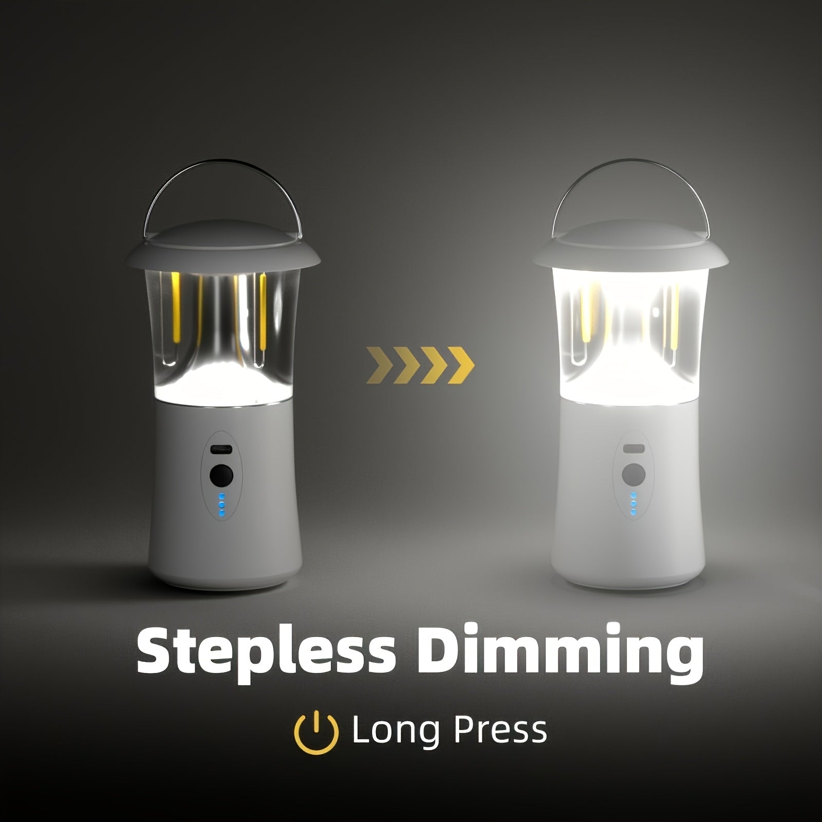 Portable Camping Lantern, Outdoor Handheld Flashlight, Hangable Lantern, 3 Color Temperatures, Adjustable Brightness, 360° Surround Lighting, Ideal for Camping, Fishing, and Emergency Lighting