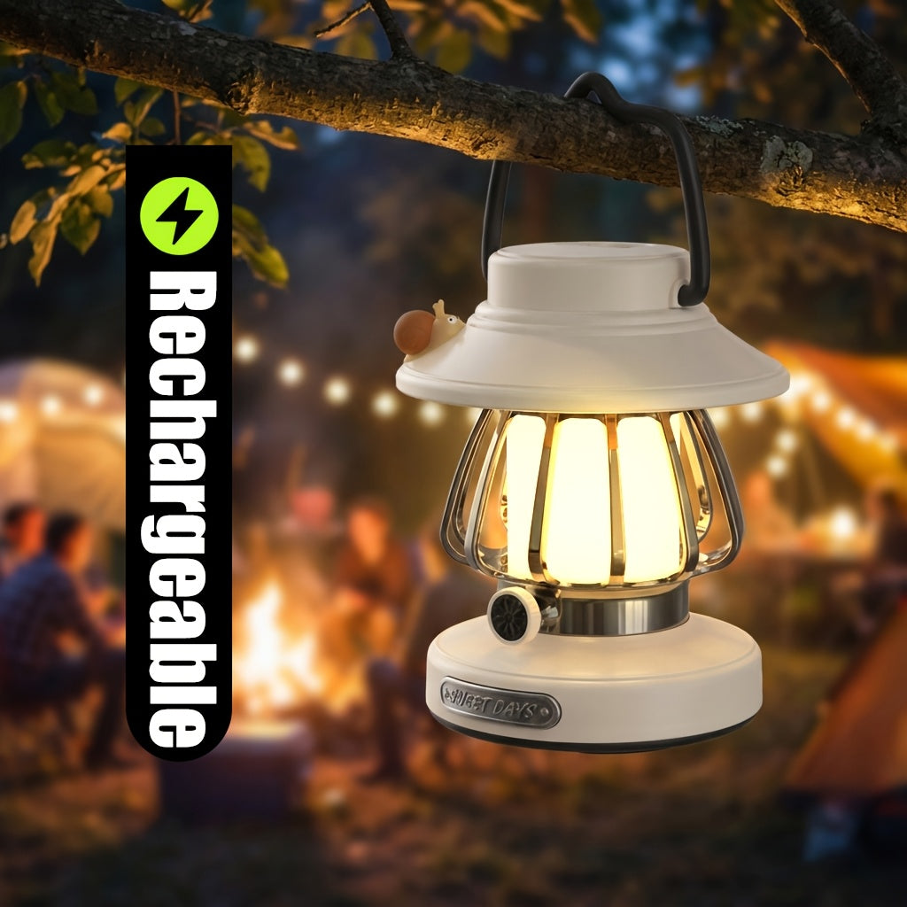 Portable Battery-Operated USB Rechargeable Lamp with Three Dimmable LED Colors, Perfect for Tents, Bedrooms, And During Power Outages. Available in Four Colors: White, Green, Pink, And Purple