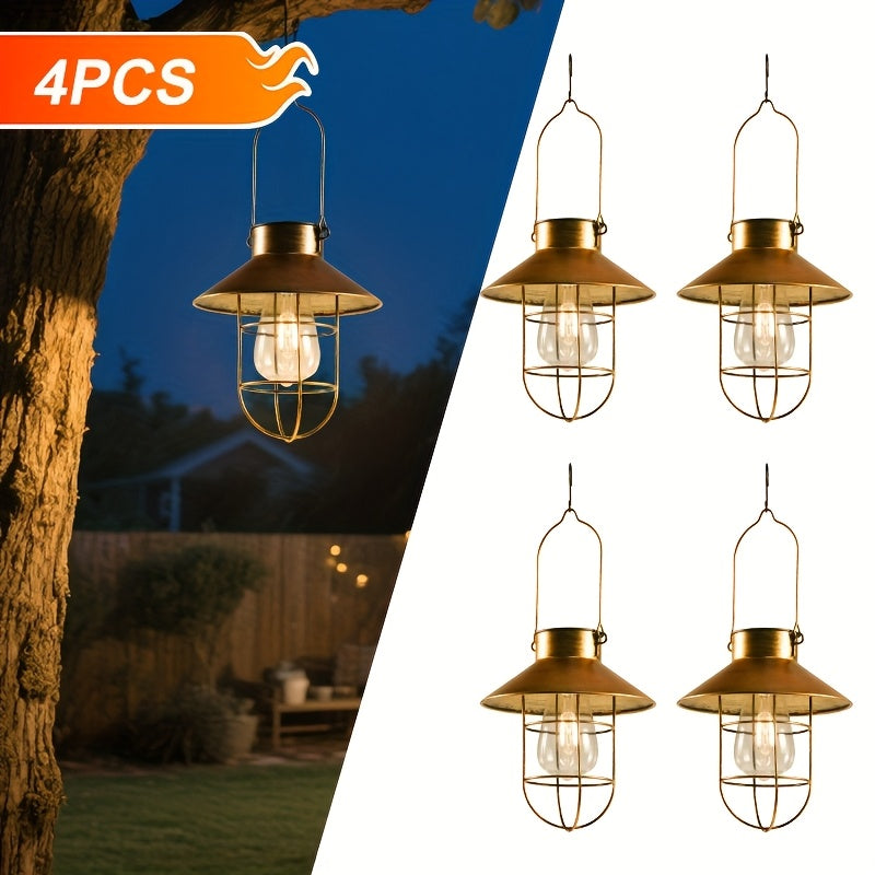 1 Pack\u002F 2 Pack\u002F 4 Pack Solar Garden Hanging Lights. Auto-on At Dark. Iron Design, Waterproof For Balconies & Yards. Also Work As Night\u002Fcamping Lights, Garden Decor. No Wires. IP65 Waterproof.