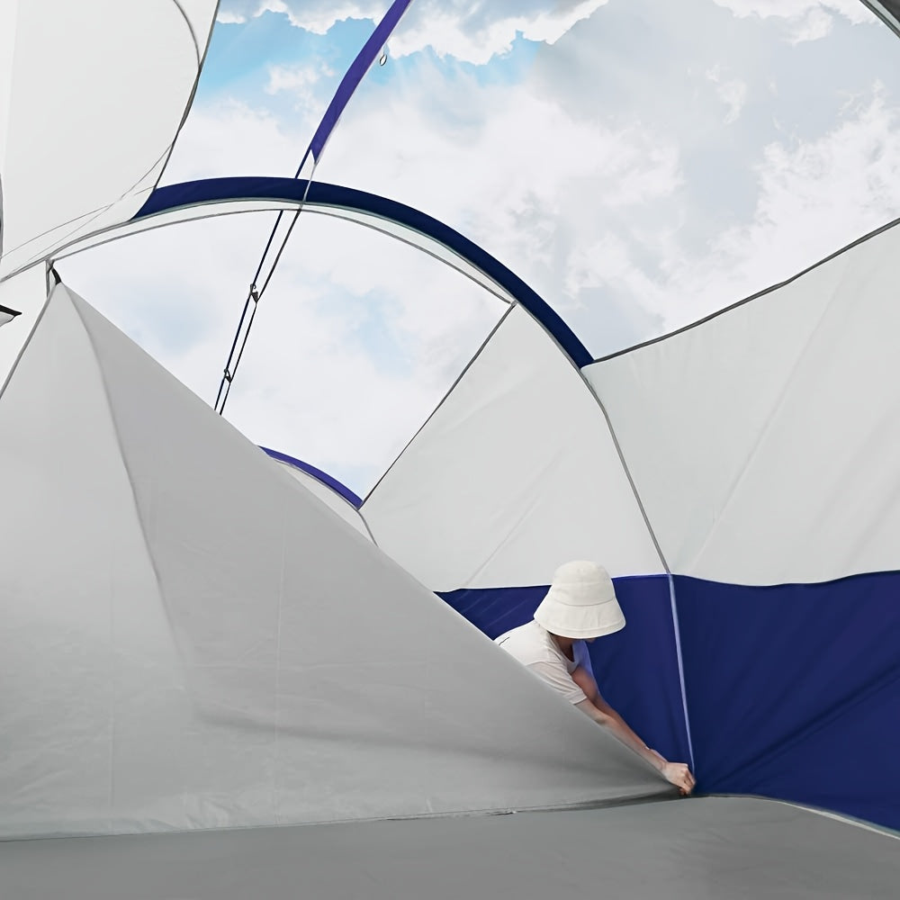 8 Person Family Camping Tent, Spacious Double-Layer & Windproof Tent With Mesh Windows And Divider Curtain, Easy Setup & Portable For Outdoor Camping