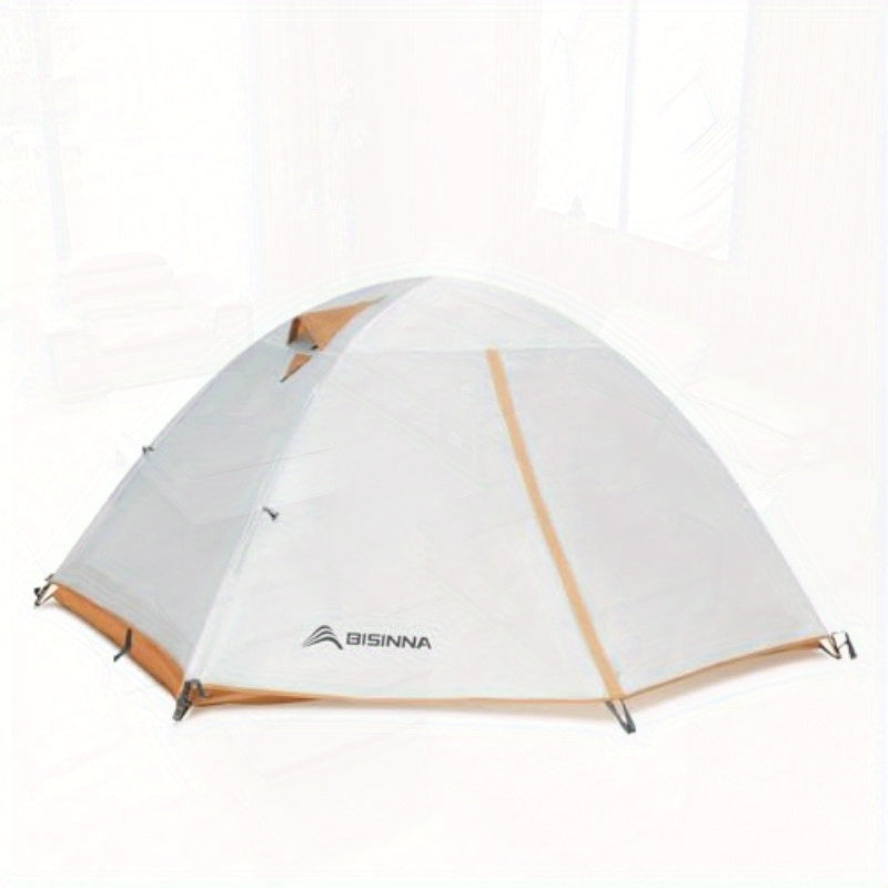 2-Person Lightweight Camping Tent - & Windproof, Easy Setup with Double Doors, Beige & White, Perfect for Family Camping, Hiking, Hunting, and Outdoor Adventures, Tents for Camping, Hiking Gear, Modern Tent Design, Durable Tent Fabric