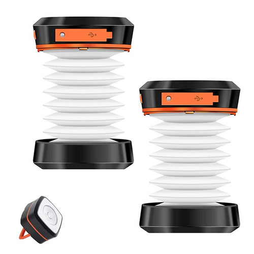 2-Pack Portable Folding Solar Camping Lantern, Mini USB Rechargeable, IPX4 Waterproof for Indoor & Outdoor Camping, Fishing, Emergency Power Outages, Hurricane, Storm