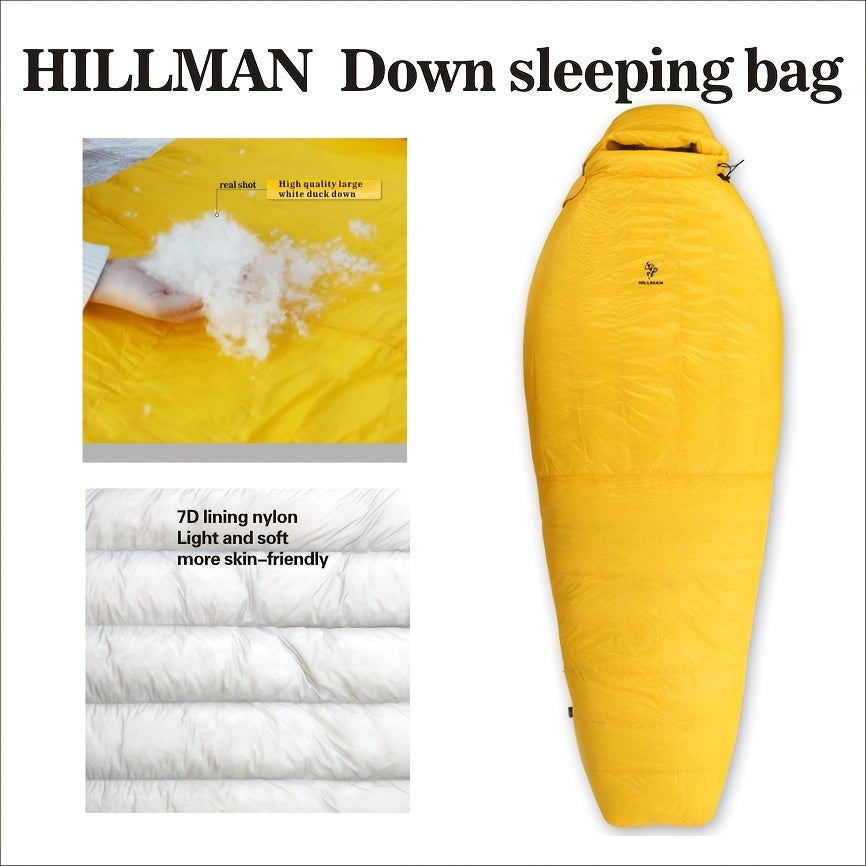 Hillman Series Down Sleeping Bag; Outdoor Adult Ultra-light Mummy Down Sleeping Bag; Thickened Warm and Cold-proof Duck Down Sleeping Bag for