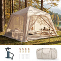 4–6 Person Blow Up Tent with Hand Pump, Inflatable Sun Shelter, Easy Setup Outdoor Canopy with Removable Doors & Mesh Windows, Ventilated Waterproof Shade for Beach, Camping, Backyard & Picnic