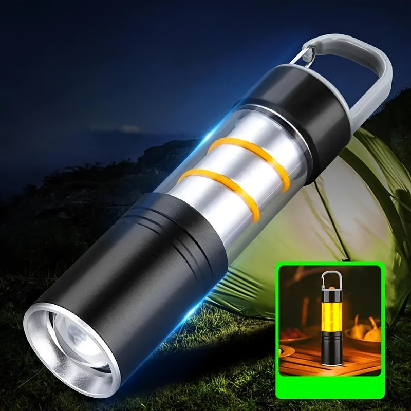Camping Lantern Atmosphere Light Camping LED Flashlight with Side Light Rechargeable Outdoor Light Powerful Zoomable Flashlight