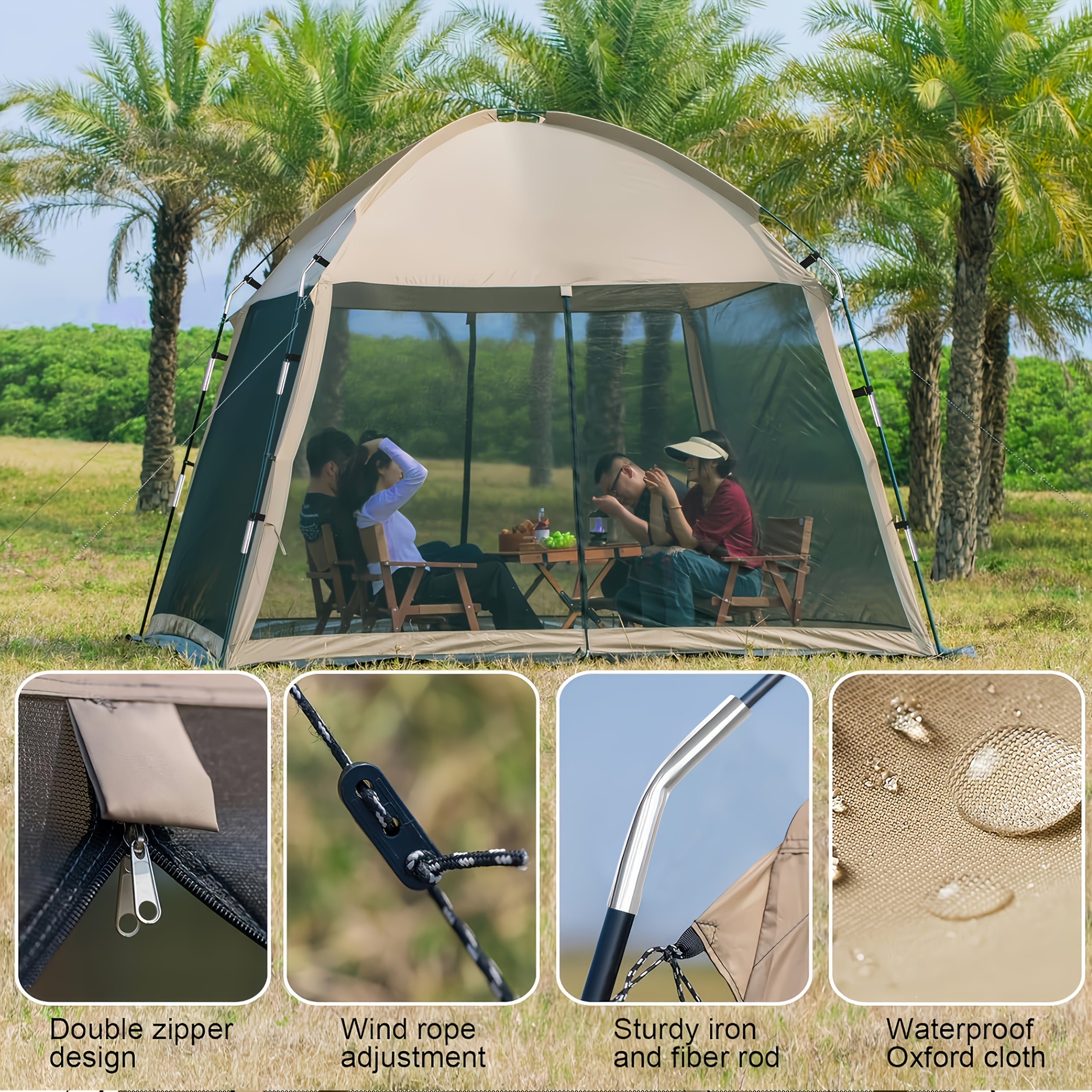 Portable, Outdoor Camping Tent Lightweight And Portable Outdoor Camping Tent | Made Of 210D Oxford Fabric, Easy to Set Up, Suitable for Families Of 8 to 10 People, Camping Trips, Family Backyard Picnics, And Hiking