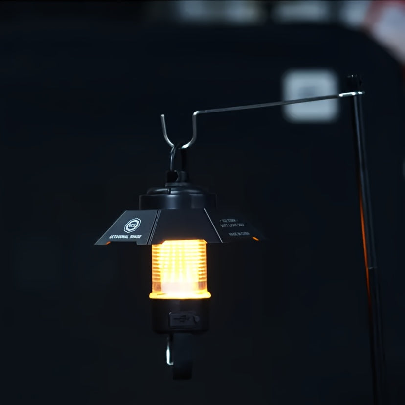 Portable Camping Lantern, Multifunctional LED Light, 5-Hour Continuous Lighting, USB Charging - 4 Light Modes, Magnetic Base Included (RHL4 Single Lamp Does Not Include Magnetic Base), Ideal for Camping, Hiking, and Emergencies