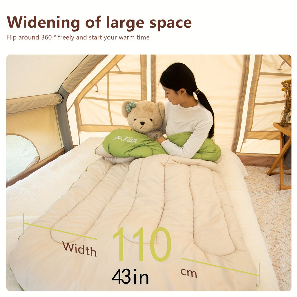 BISINNA Lightweight Loose Bags Widen Womens Sleeping Bag Egg Shaped 190T Latticed Cloth Cute Hiking Travel Portable Adult