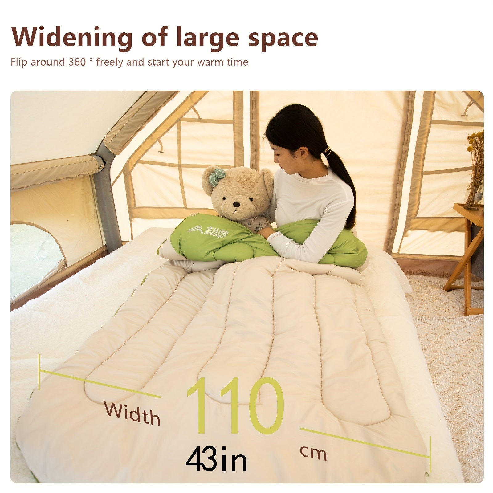 BISINNA Lightweight Loose Bags Widen Womens Sleeping Bag Egg Shaped 190T Latticed Cloth Cute Hiking Travel Portable Adult