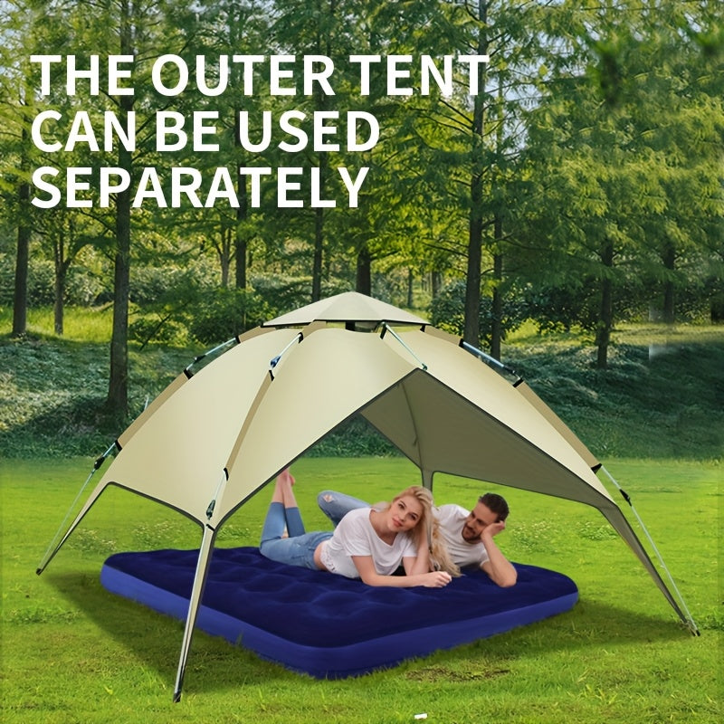 Tent Outdoor 3-4 People Fully Automatic Quick Opening Camping, Double-layer Thick Leisure Beach Park