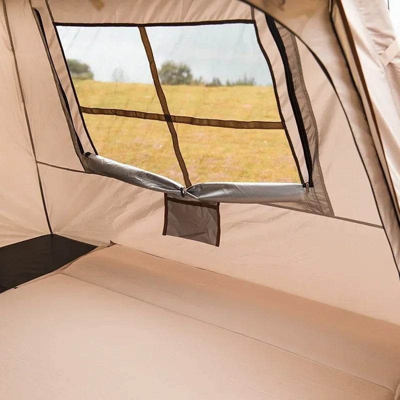 MOUNTAINHIKER Automatic Tent, Accommodates 3-4 People, Features 2 Entrances And 2 Windows, Suitable for Sleeping, Outdoor Activities, Hiking, And Camping in Black