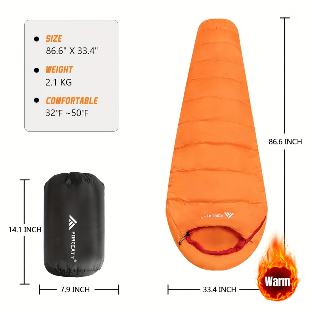Mummy Sleeping Bag for Adults, Cold Weather Camping Sleeping Bags WithAdjustable Hood, Compression Sack for Warm Camping Hiking Outdoor