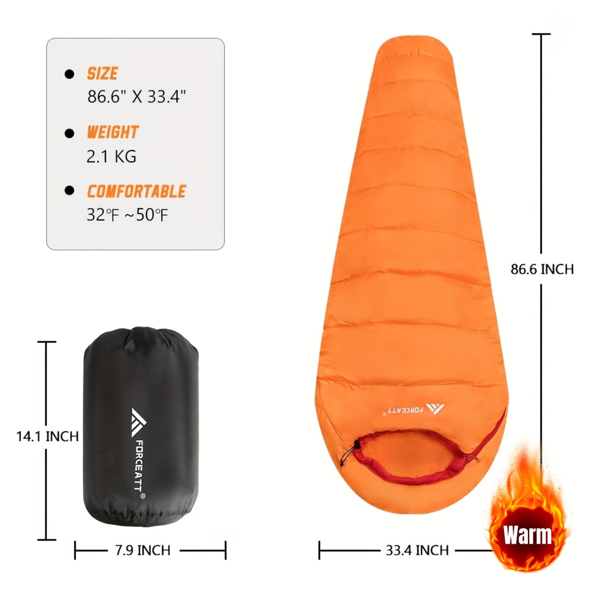 Mummy Sleeping Bag for Adults, Cold Weather Camping Sleeping Bags WithAdjustable Hood, Compression Sack for Warm Camping Hiking Outdoor
