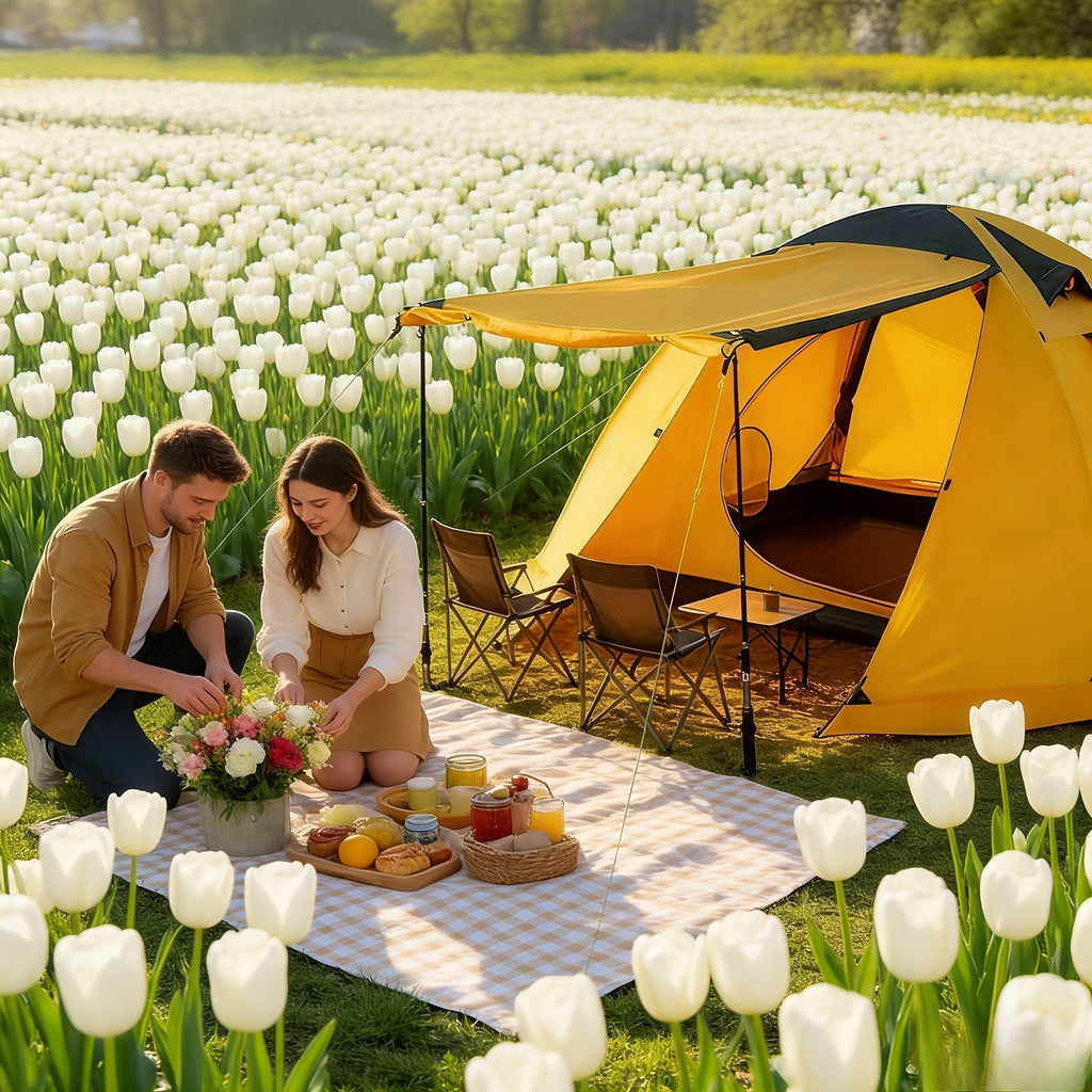 Hillman Private Camping Tent for 2-3 People Double-Layer Waterproof & UV-Resistant Aluminum Alloy Camping Tent Superior Wind Resistance Reinforcement All-Season Use Perfect for Halloween, Christmas Hiking, Beach Trips, Family Gatherings