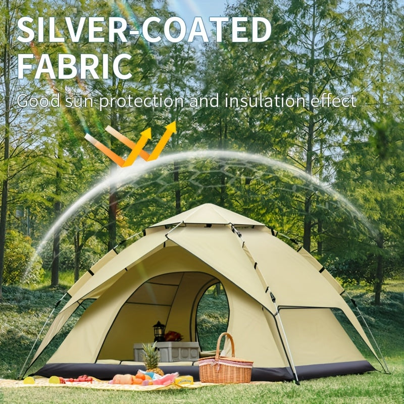 Tent Outdoor 3-4 People Fully Automatic Quick Opening Camping, Double-layer Thick Leisure Beach Park
