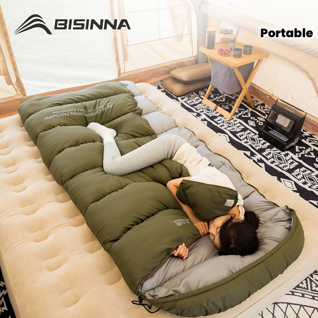 BISINNA 1pc Envelope-style Sleeping Bag • Zip Closure, Thickened Portable Sleeping Bag for Outdoor Travel Camping • Warm & Cozy • Suitable for Winter Camping & Hiking • Ideal Gift for Adventurers