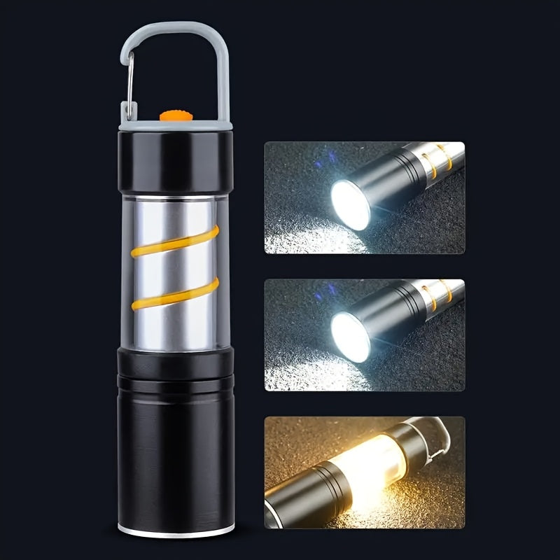 Camping Lantern Atmosphere Light Camping LED Flashlight with Side Light Rechargeable Outdoor Light Powerful Zoomable Flashlight