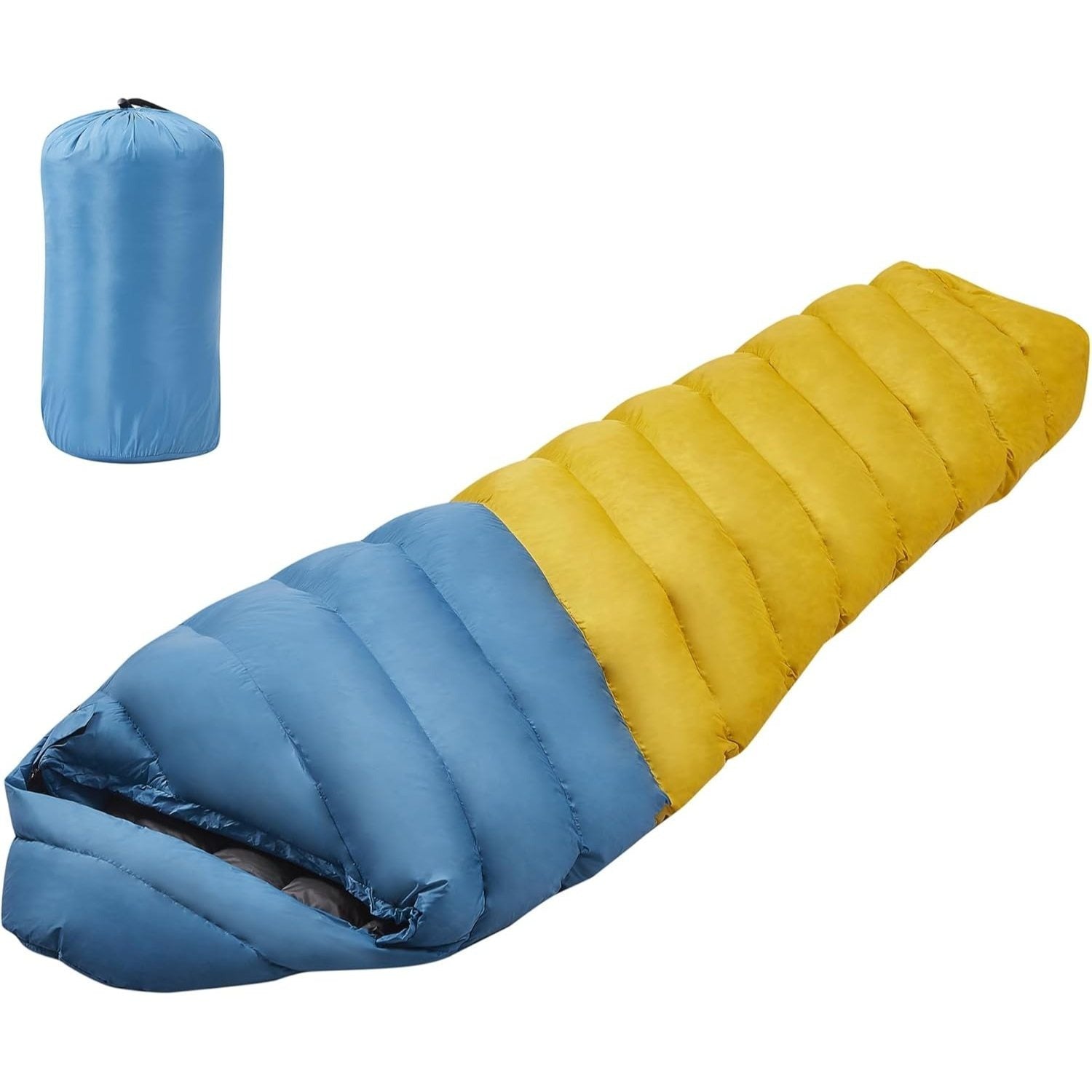 1pc Hotel Grand Winter Waterproof Down Sleeping Bag - Ultra Fluffy and Ultralight 700 Fill Power Down Backpacking Sleeping Bag for Hiking Camping with Compression Sack - 16oz Ultralight Wearable Sleeping Bags for Adults