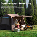 Automatic Tent 6.0 With 210D Oxford Fabric, Upf50+ Silver Coating, Double-Layer Structure & Large Panoramic Skylight | Brown, Polyester, Aluminum Poles, Single Door, Instant Setup For Camping, Hiking