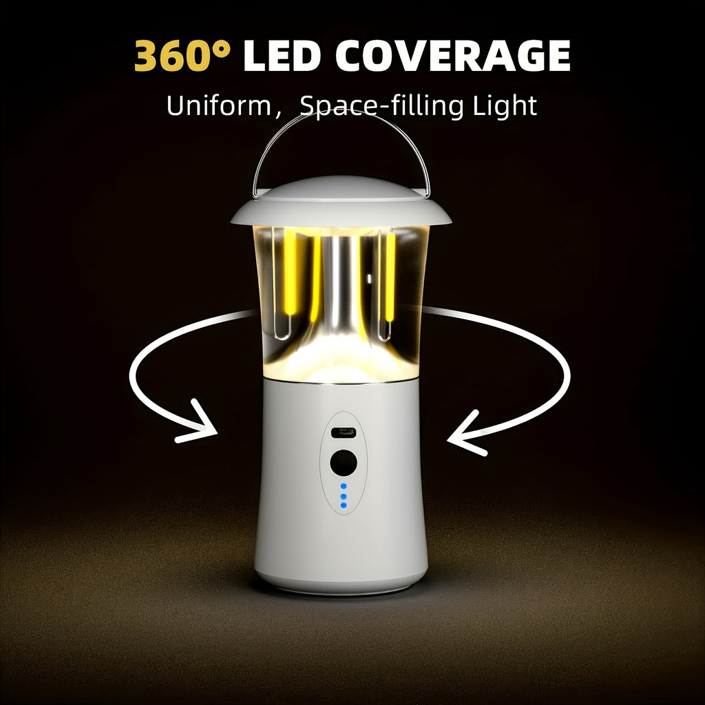 Portable Camping Lantern, Outdoor Handheld Flashlight, Hangable Lantern, 3 Color Temperatures, Adjustable Brightness, 360° Surround Lighting, Ideal for Camping, Fishing, and Emergency Lighting